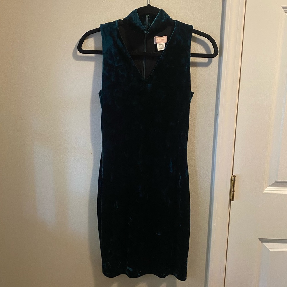 love…ady dark green, crushed velvet dress. Size XS